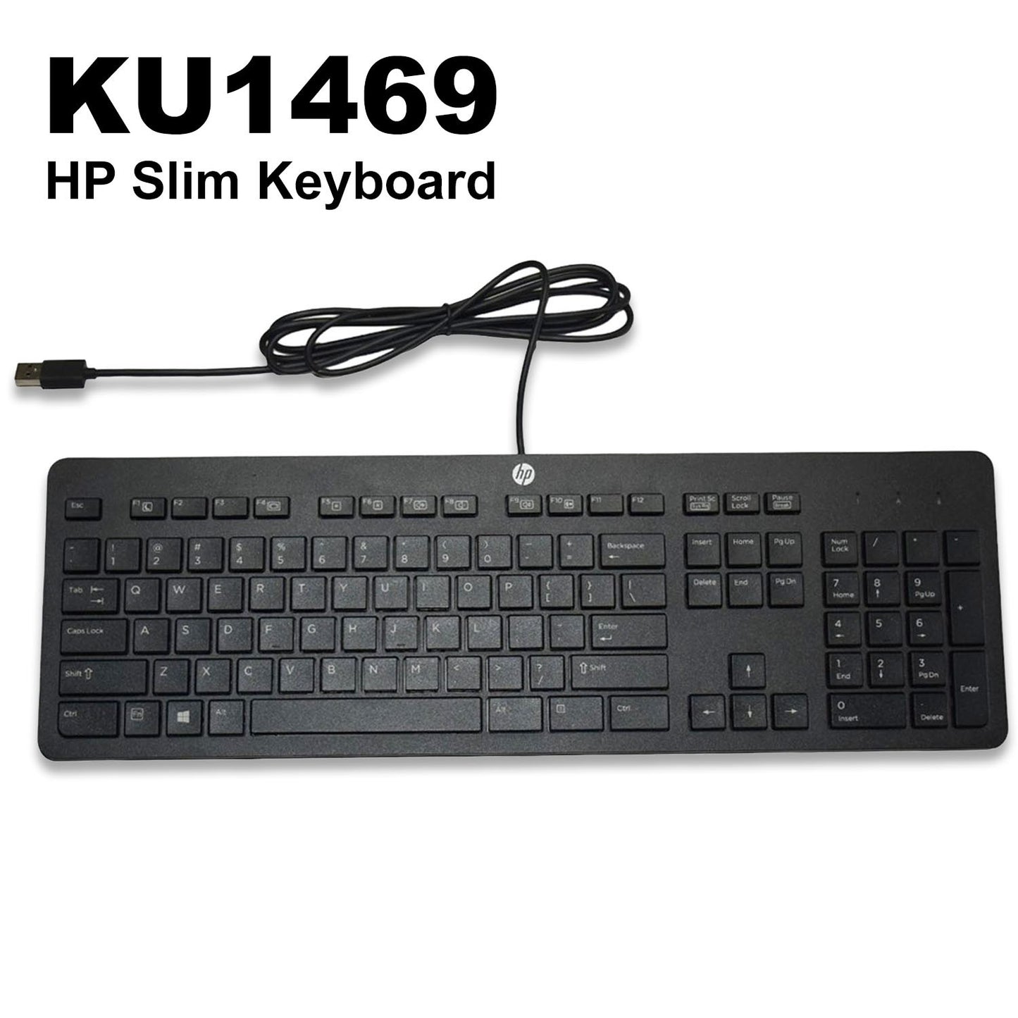 Lot 10 HP Business Slim USB Keyboard Black SK2120 KU1469 Wired QWERTY 803181-001