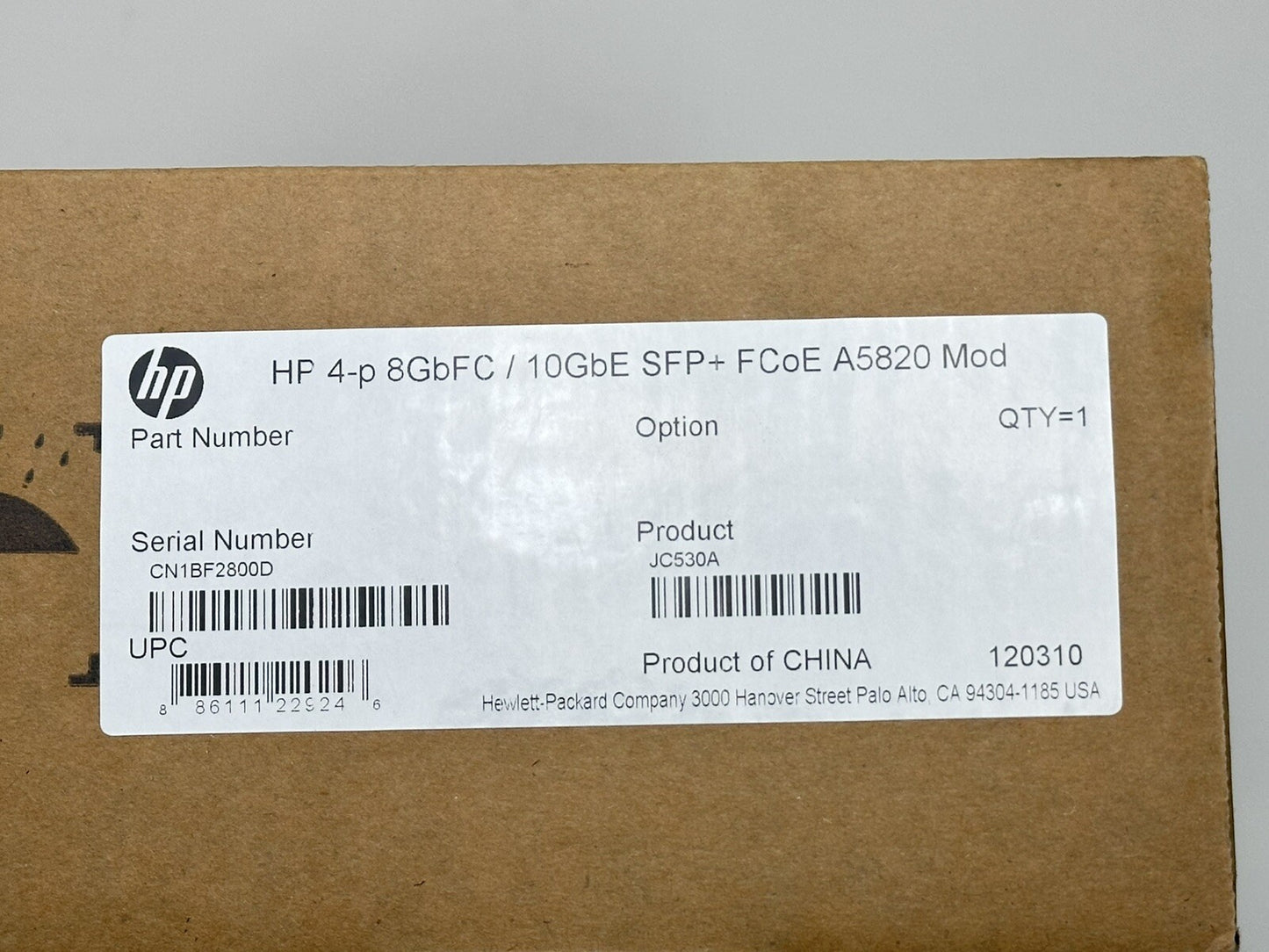 New HP/H3C/HPE FlexFabric 5820 4-port 8/4/2 Gbps FCoE 10GbE SFP+ Module JC530A