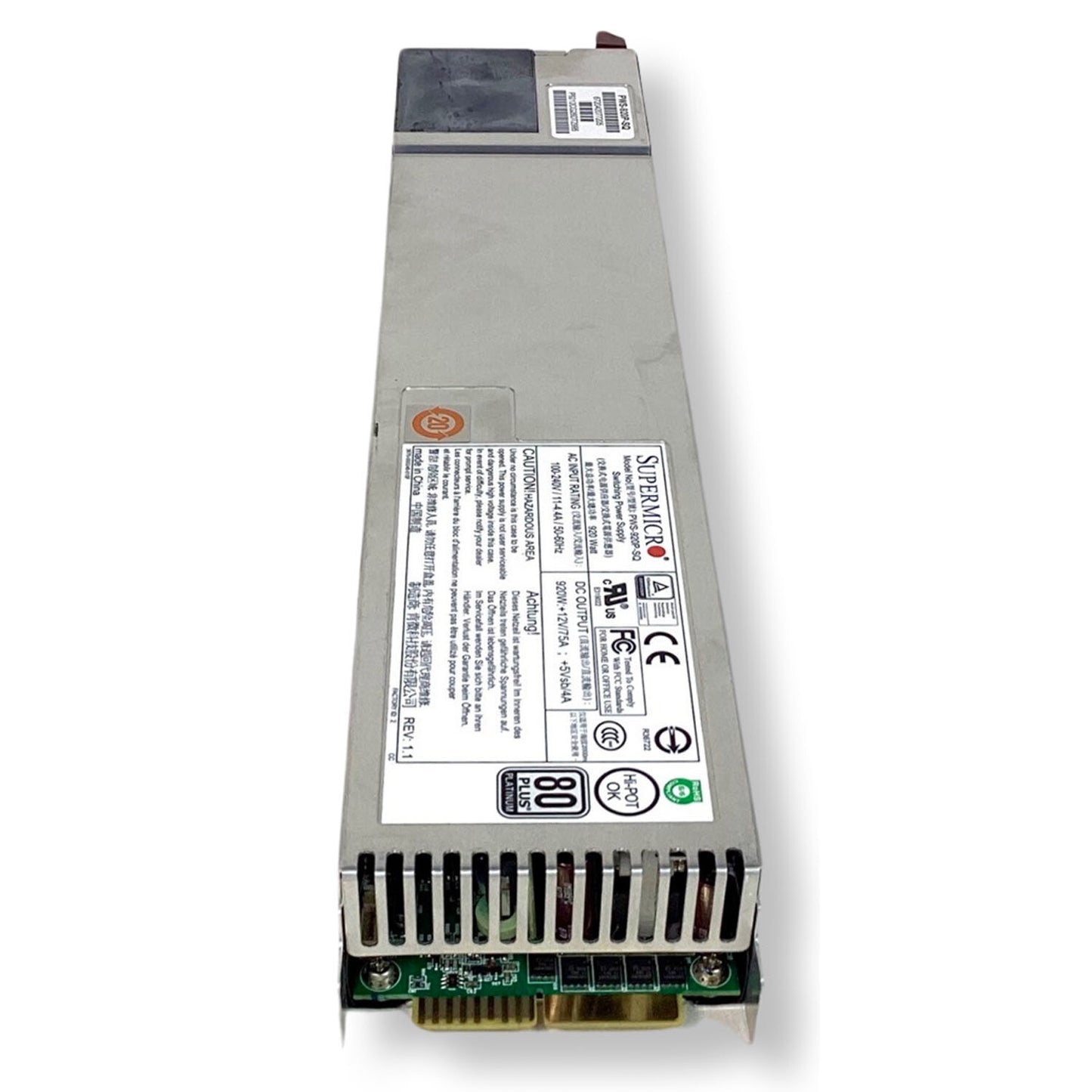 SuperMicro PWS-920P-SQ 920W Redundant 1U 80+ Platinum Switching Power Supply