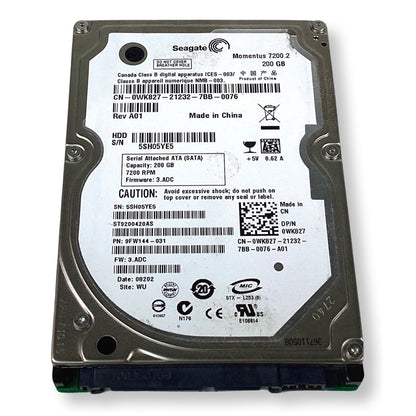 Dell ST9200420AS 200GB 7200RPM SATA 3Gb/s 16MB Cache 2.5-Inch Hard Drive WK827