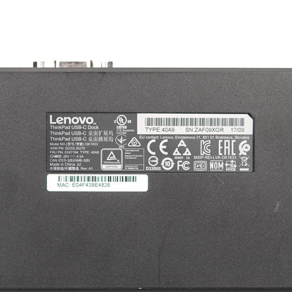 Lenovo ThinkPad USB-C Dock 40A9 DK1633 SD20L36276 Laptop Docking Station w/ AC