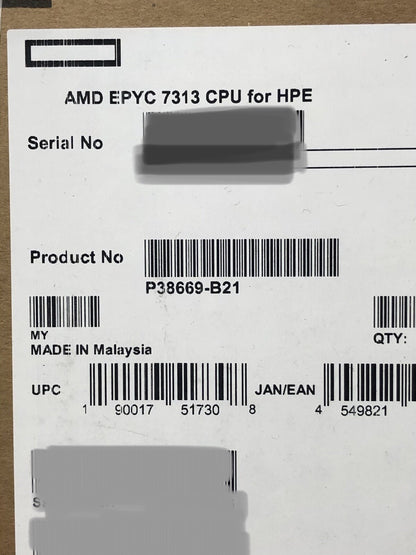 HPE AMD EPYC 7313 CPU Processor 16 Core 3.0GHz 155W-180W PCI-e 4.0 Unlocked