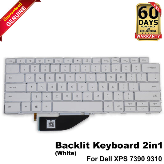 Dell XPS 9310 7390 2-in-1 White Backlit US Keyboard QWERTY English VKJ01 XD3H3