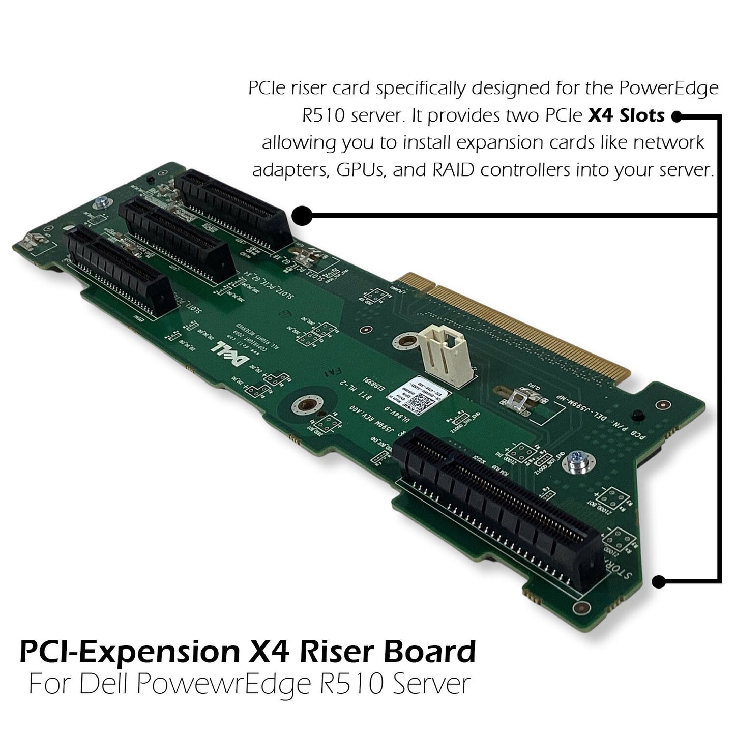 Dell PowerEdge R510 Backplane Riser Board PCI-Expansion X4 Riser Card H949M