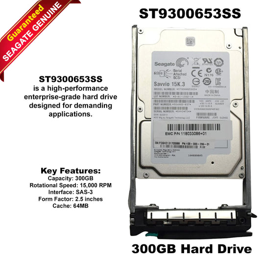 Seagate Savvio 15K.3 ST9300653SS 300GB 15000 RPM 64MB Cache SAS 6Gb/s 2.5" HDD (NOT FOR HOME PC)