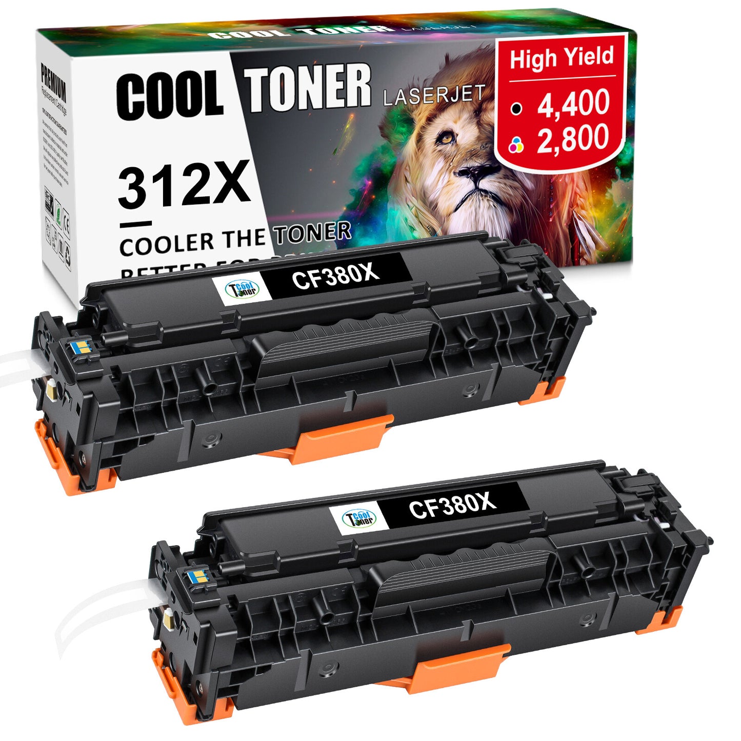 2X 312X CF380A Toner Cartridge Compatible With MFP M476dnw M476dw M476nw printer
