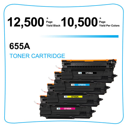 5x Hi-Yield Toner Compatible with HP CF450A 655A Laserjet MFP M681 M652dn M653dn