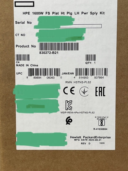 New Sealed HP 1600W Flex Slot Platinum Low Halogen Power Supply 200V-240V AC PSU