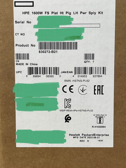 New Sealed HP 1600W Flex Slot Platinum Low Halogen Power Supply 200V-240V AC PSU
