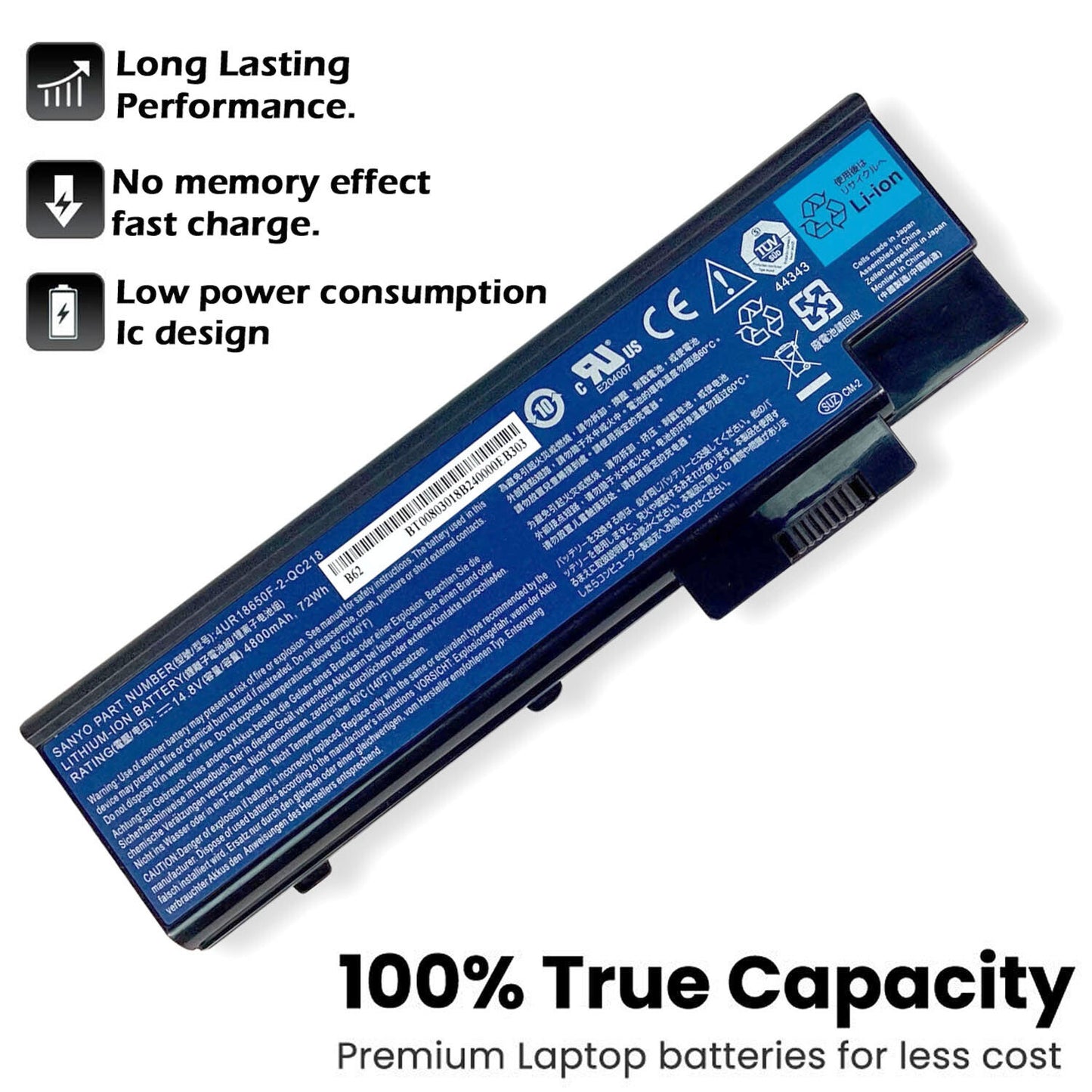 Acer Aspire 7000 7110 9300 9420 8-Cell Li-Ion 4800mAh 11.1V Battery BT.00803.018