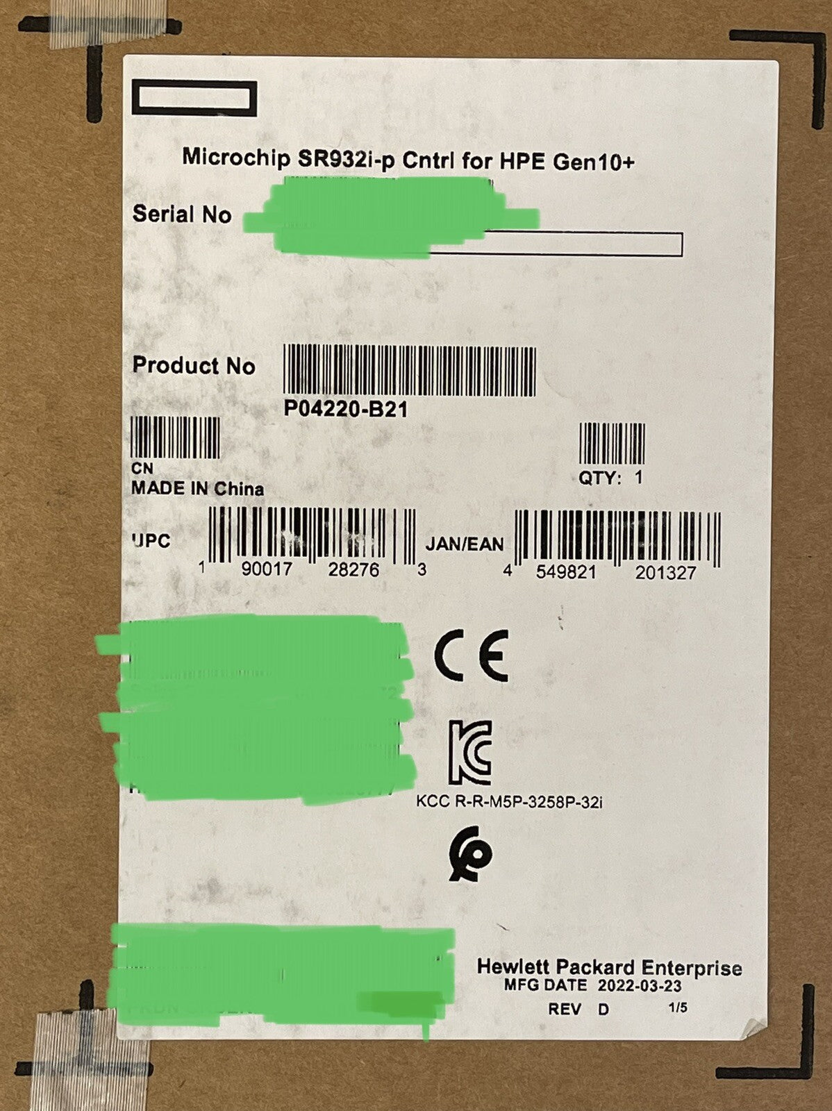 HPE Gen10 Plus SR932i-p 8GB Cache Tri-mode SATA SAS 24G NVMe PCIe 4 Controller (NOT FOR HOME PC)