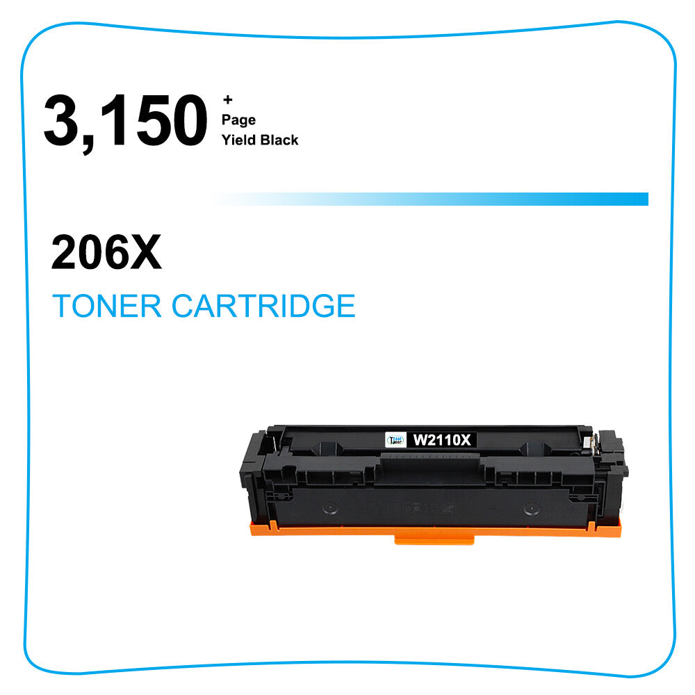 2 Pack Compatible With HP 206X W2110X Toner LaserJet MFP M283fdw M282nw No Chip