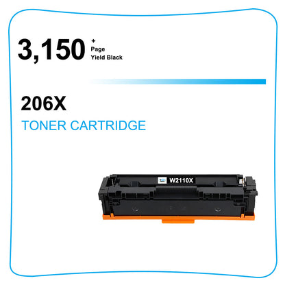 2 Pack Compatible With HP 206X W2110X Toner LaserJet MFP M283fdw M282nw No Chip