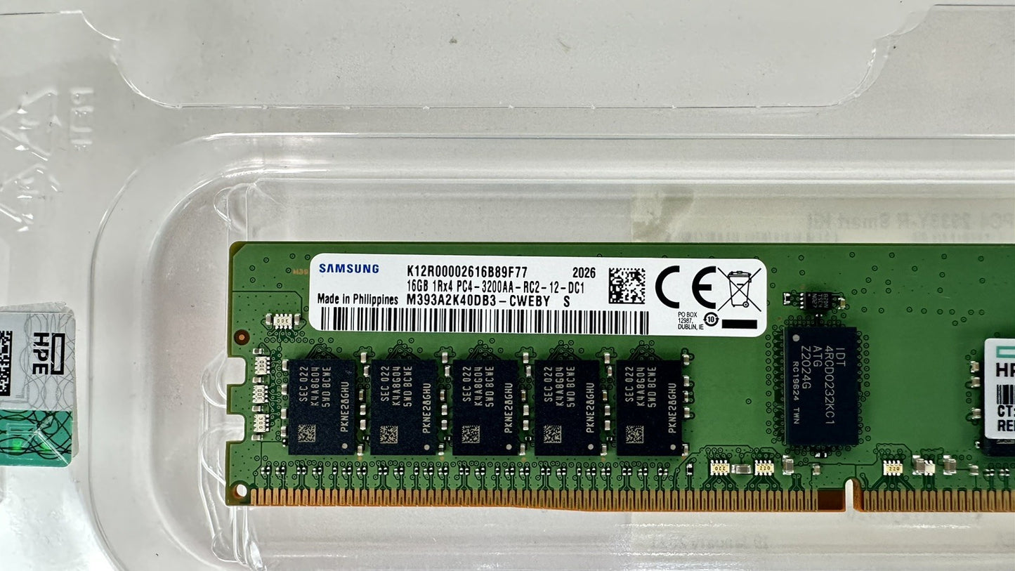 HPE 1x 16GB 1Rx4 Single Rank DDR4-3200 Registered ECC RAM Memory P11442-191 (NOT FOR HOME PC)