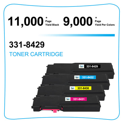 4 PACK C3760 Toner Cartridge Set for Dell C3760dn C3760n C3760dnf C3765dnf MF