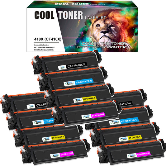 12PK CF410X Toner Compatible with HP Color LaserJet M452dw M477fdw M477fnw MFP