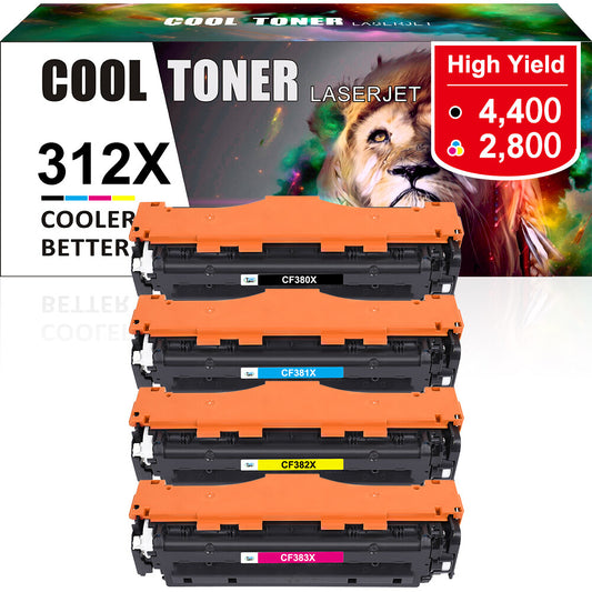 4 PK CF380A Toner Cartridge Set For HP 312A Color LaserJet Pro MFP M476dn M476nw