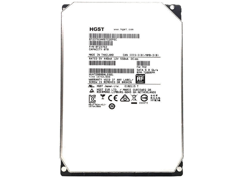 HGST Ultrastar HUH728080ALE601 8TB 7200RPM SATA 6Gb/s 3.5" Enterprise Hard Drive