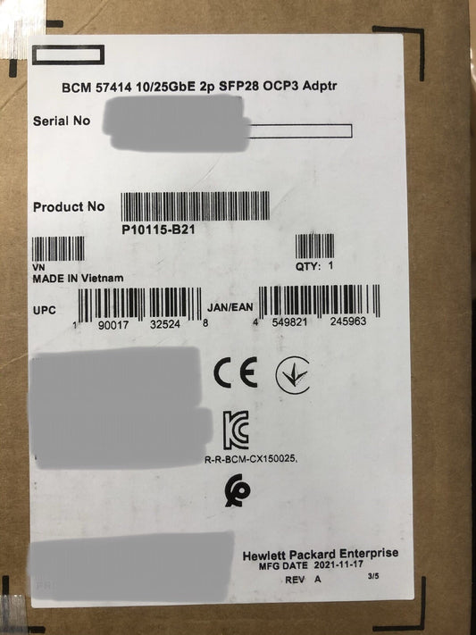 OCP3 HPE Broadcom 57414 10Gbe 25GbE 2 port SFP28 Adapter NIC 2P 10G 25G SFP OCP