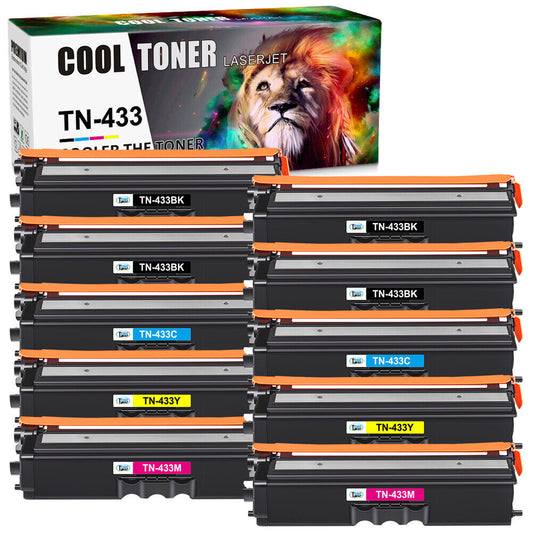 10x Toner Compatible With Brother TN433 TN-433 HL-L8260cdw L8360cdw MFC-L8610cdw