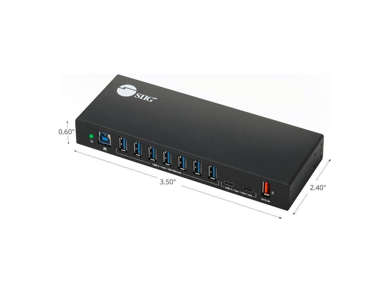SIIG AC IDUS0811S1 10PT Industrial USB Gen 1 Hub w Dual USBC 65W Charging