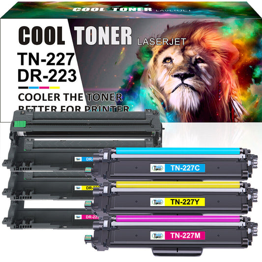 6 PK DR223 Drum TN227 C/M/Y Toner Compatible With Brother HL-L3230CDW HL-L3210CW