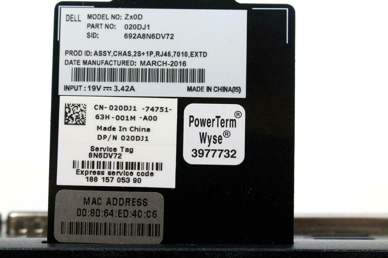 Dell Wyse 7010 Thin Client AMD G-T56N 1.50GHz 4GB RAM 16GB SSD OS: WES7 RJ-45