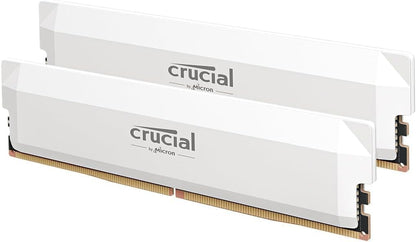 Crucial Pro DDR5-6400 CL38 32GB Kit (16GBx2) UDIMM: OC Gaming Memory (White)