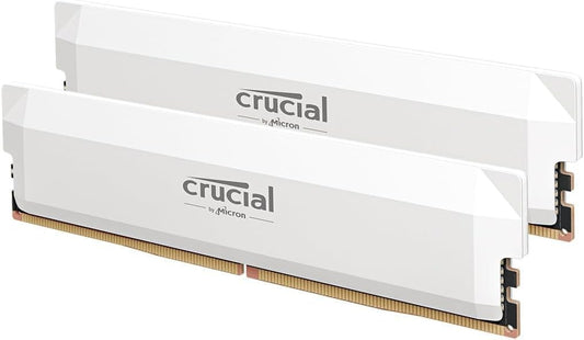 Crucial Pro DDR5-6400 CL38 32GB Kit (16GBx2) UDIMM: OC Gaming Memory (White)