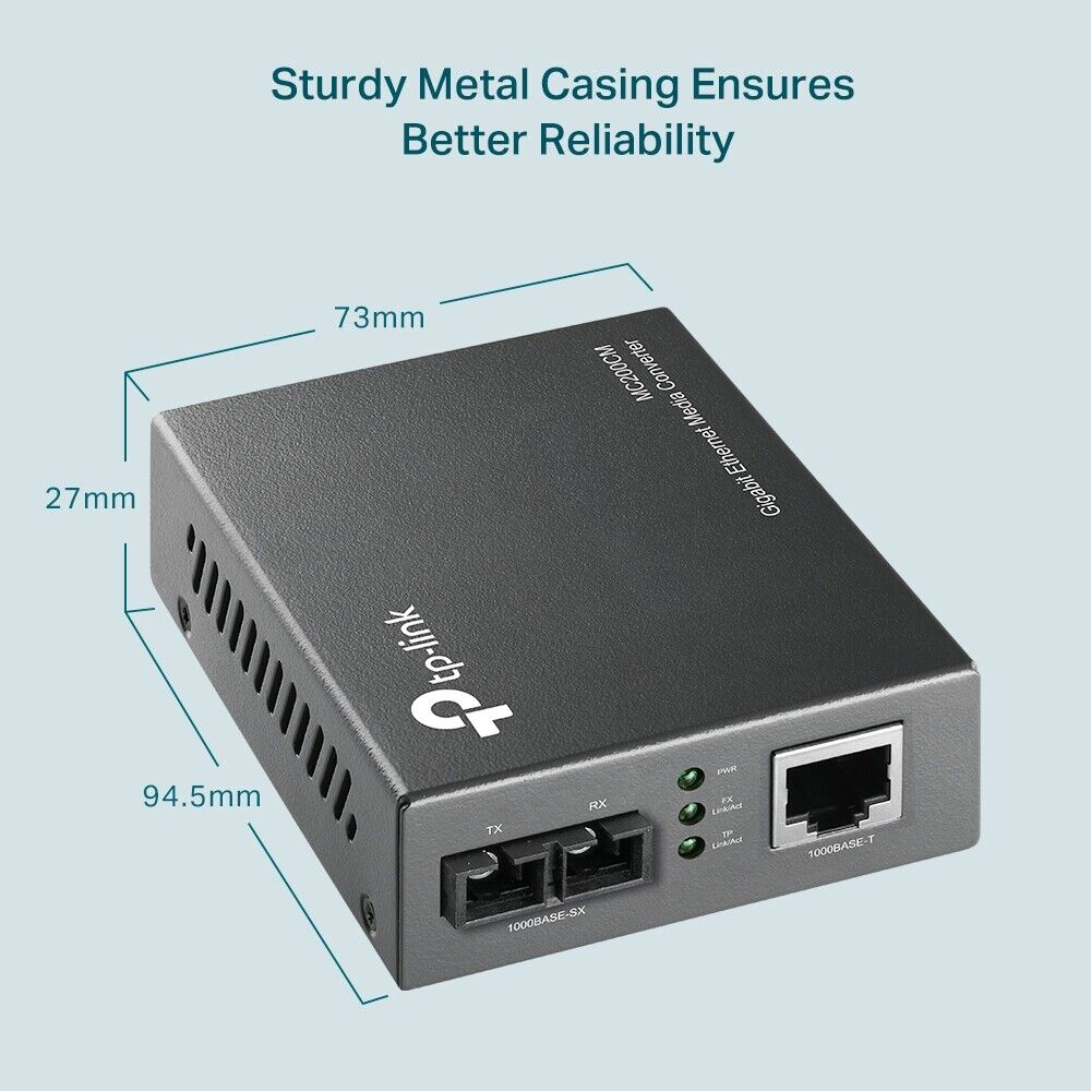 TP-Link MC200CM | Gigabit RJ45 to Gigabit Multi-Mode SC Fiber Media Converter