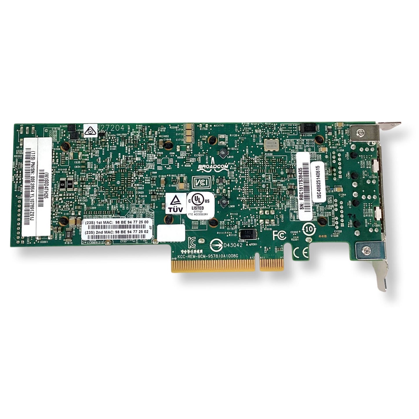 IBM EN0X Broadcom 57810S 2-Port 10GbE RJ-45 PCIe x8 NIC BCM957810A1008G 00E2864