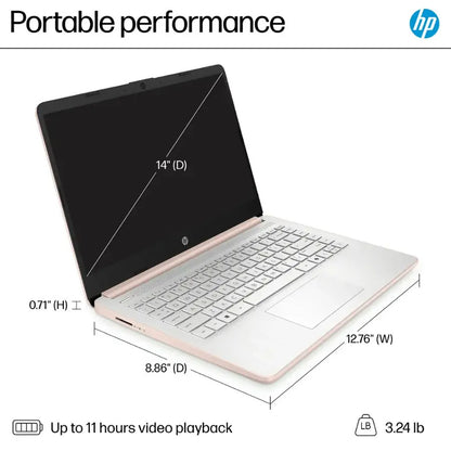 New HP Laptop 14" HD Intel N150 4GB 128GB UFS Webcam Office 365 Win 11 S Gold