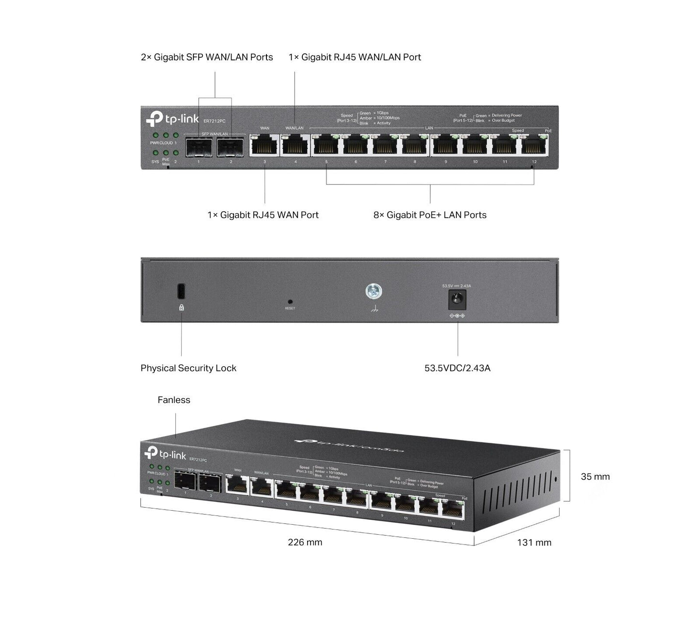 TP-Link ER7212PC | Omada PoE Switch & Controller | 3-in-1 Gigabit VPN Router