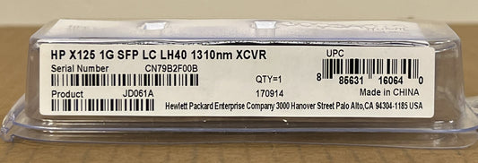 Genuine HP HPE X125 JD061A SFP LC LH40 1310nm XCVR 1250Mbps 40Km 1GE SMF 40KM LR