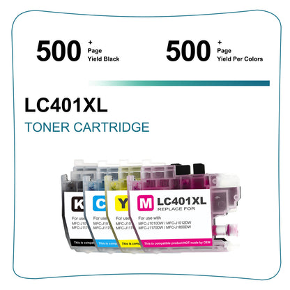 4x BMCY Ink Cartridge compatible for Brother LC401XL MFC-J1012DW MFC-J1170DW