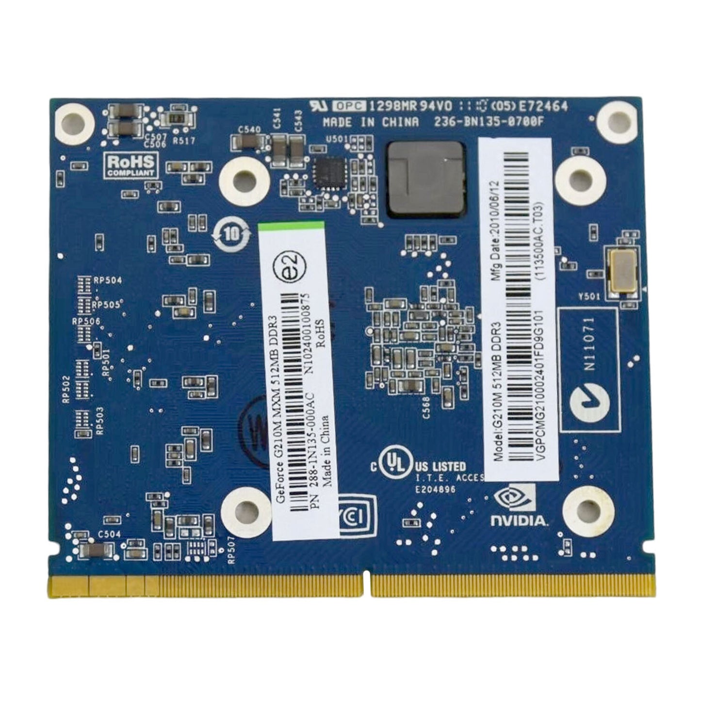 NVIDIA GeForce G210M Video Graphics Card 512 MB DDR3 64-bit 1500MHz VG.PCMG2.100