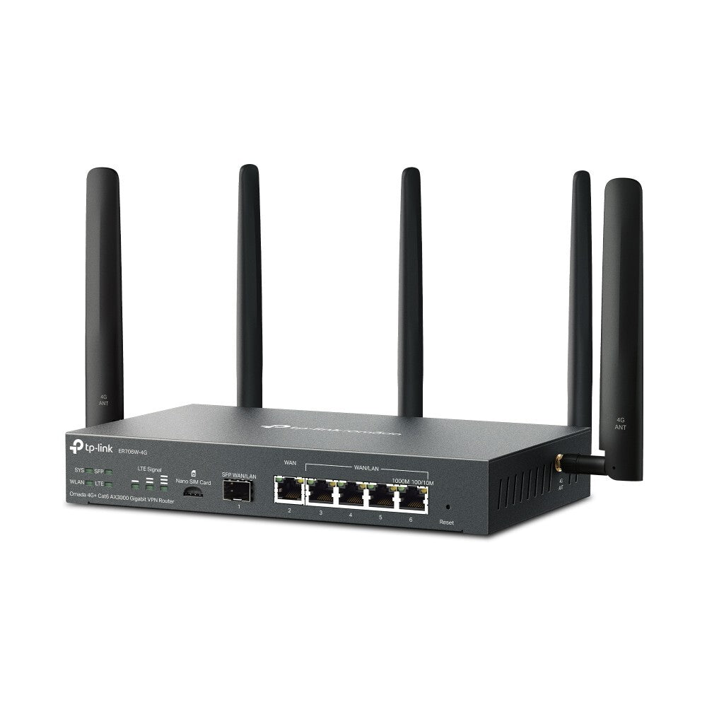 TP-Link ER706W-4G | Omada 4G+ Cat6 AX3000 Wireless Gigabit Multi-WAN VPN Router