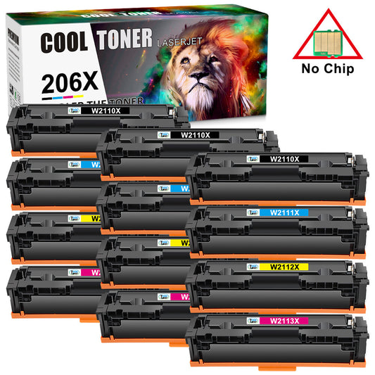12PK Toner Compatible With HP 206X W2110X Laserjet Pro MFP M283cdw M255 NO CHIP