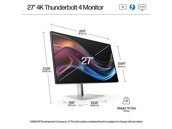 HP Series 7 Pro 27 inch 4K Thunderbolt 4 Monitor - 727pk 27" 4K UHD (3840 x
