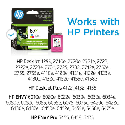 HP 67XL High Yield Tri-color Original Ink Cartridge, ~200 pages, 3YM58AN#140