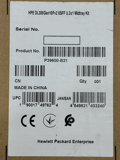 HPE DL385 Gen10 Plus v2 8SFF x1 U.3 BC Mid Tray Basic Drive Cage Kit P39600-B21