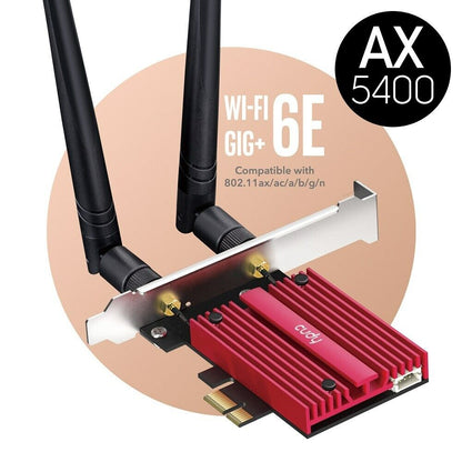 Cudy WE3000S | AX5400 Wireless Tri-Band WiFi 6/6E Bluetooth 5.2 PCI Express Card