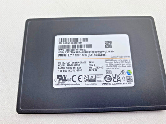 Samsung PM897 2.5" 1.92TB SATA III 6Gb/s 2.5" 7mm TLC SSD MZ7L31T9HBNA-00A07