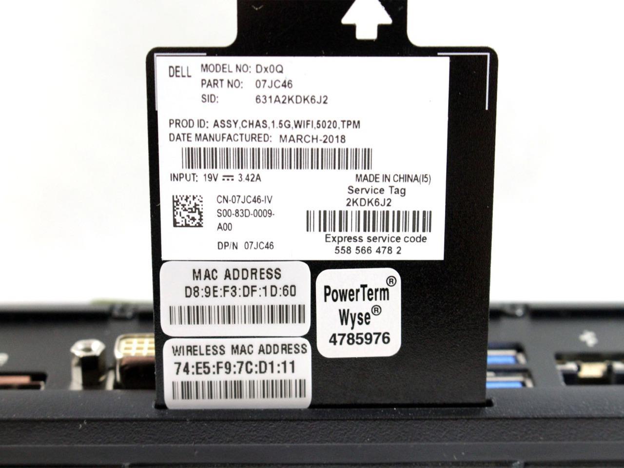 Dell Wyse 5020 Thin Client AMD 1.5GHz 4GB RAM 16GB SSD WES7 RJ-45 & Wifi 7JC46
