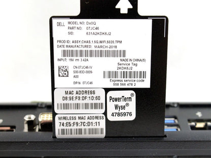 Dell Wyse 5020 Thin Client AMD 1.5GHz 4GB RAM 16GB SSD WES7 RJ-45 & Wifi 7JC46