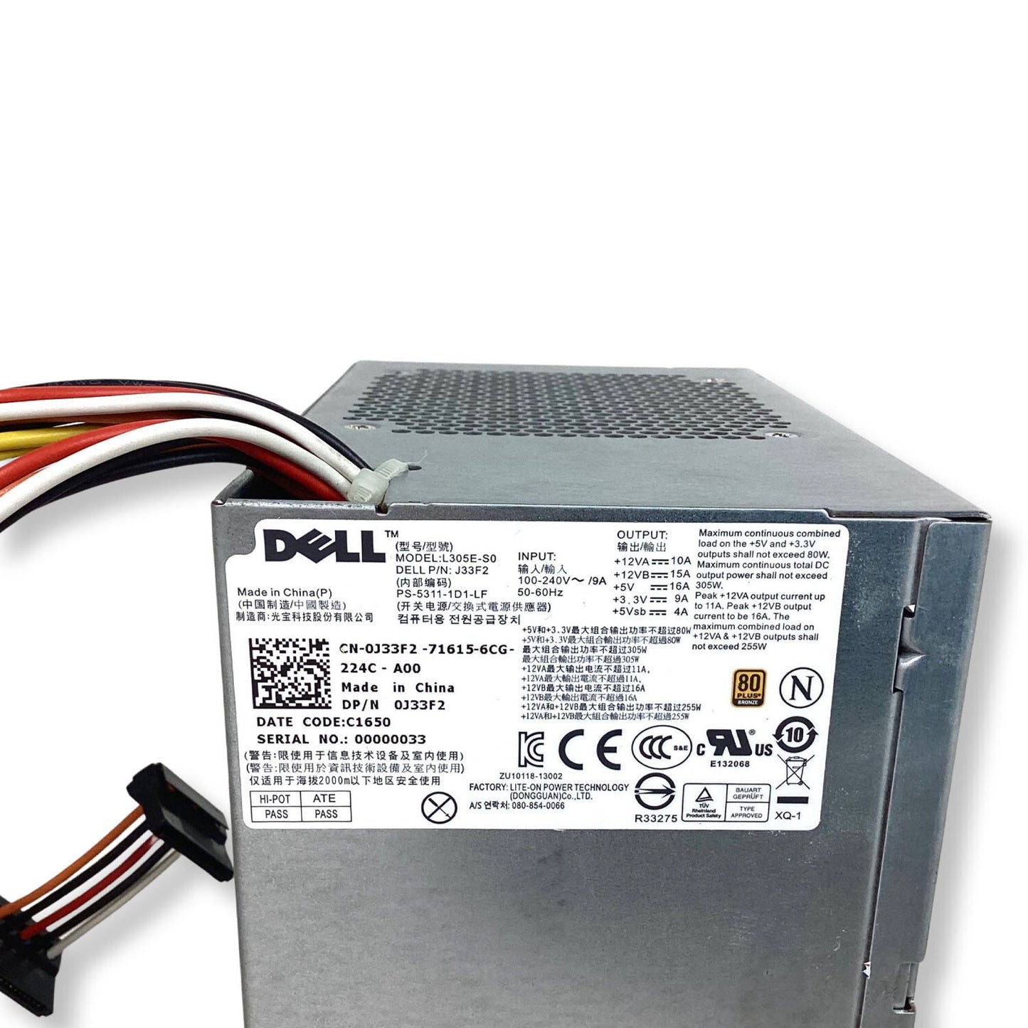 Genuine Dell PowerEdge T110 305W PSU L305E-S0 Server Power Supply 0J33F2 J33F2