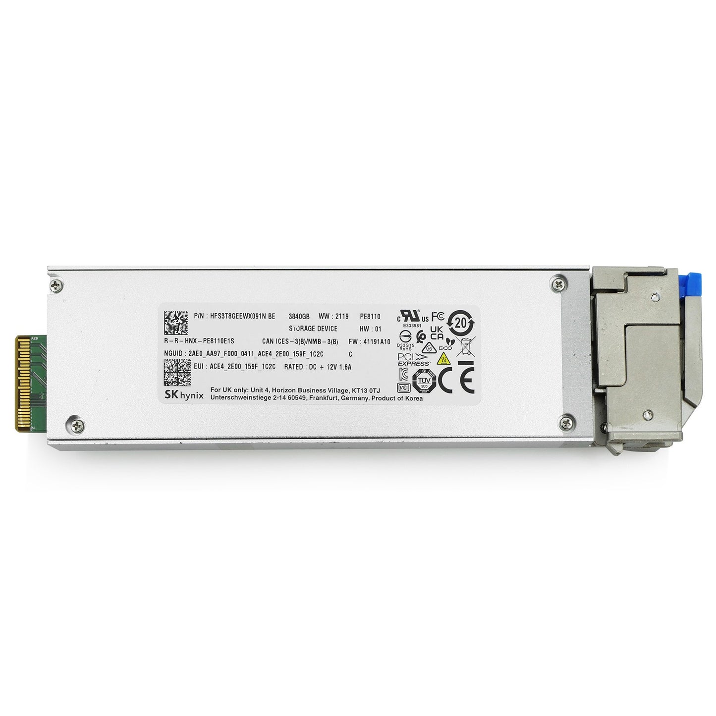 SK Hynix/Lenovo PE8110 3.84TB E1.S PCIe 4.0 x4 NVMe TLC SSD HFS3T8GEEWX091N