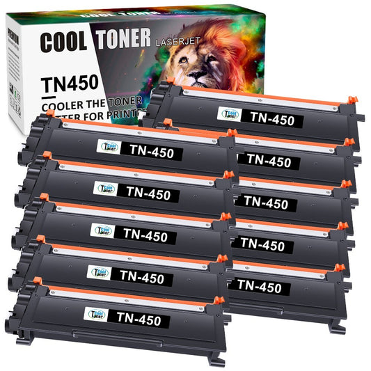 10 TN450 Toner Cartridge Compatible with Brother TN-450 MFC-7860DW HL2240 2270dw
