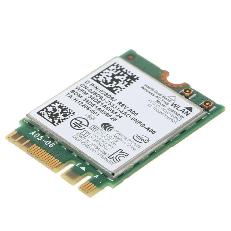 Lot X 5 Dell Intel Wireless-AC 3160 Dual Band WLAN WiFi Bluetooth M.2 Card N2VFR