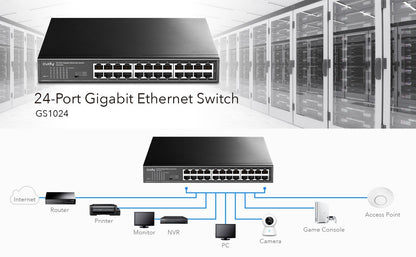 Cudy GS1024 | 24-Port 10/100/1000Mbps Gigabit Ethernet Desktop/Rack-Mount Switch